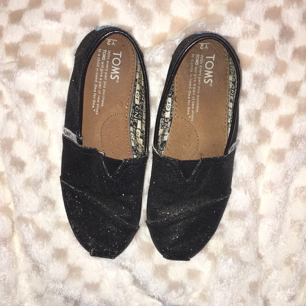 Black sparkly TOMS
